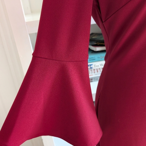 Calvin Klein Bell Sleeve Sheath Dress | Size 4 | Burgundy Red - Picture 9 of 10